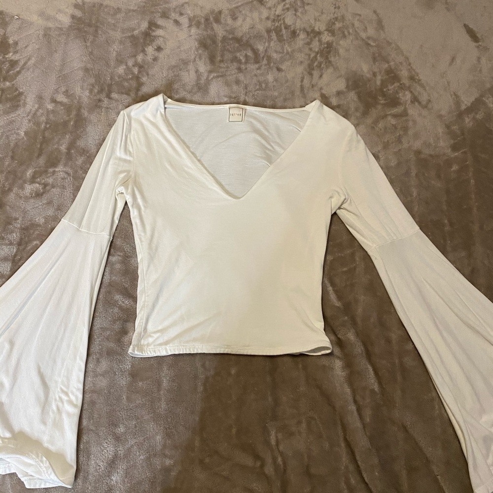 white flared/bell sleeve top